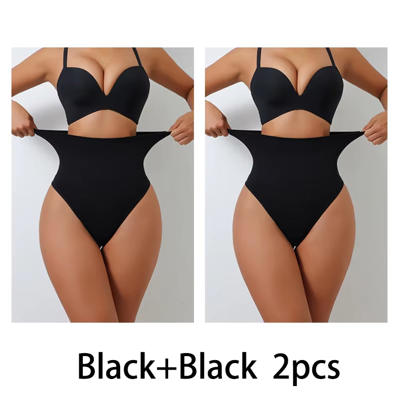 2Pcs Aishang Seamless Thong Shapewear for Women Tummy Control Body Shaper Panties Girdle High Waist Shaping Slimming Underwear