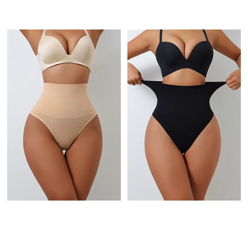 2Pcs Aishang Seamless Thong Shapewear for Women Tummy Control Body Shaper Panties Girdle High Waist Shaping Slimming Underwear